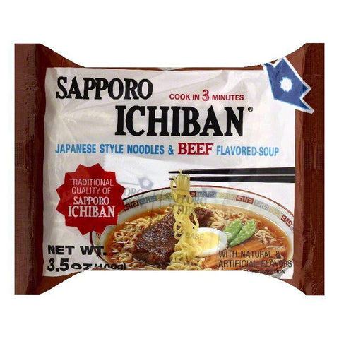 Sapporo Ichiban Japanese Style Noodles & Beef Flavored Soup, 3.5 OZ (Pack of 24)