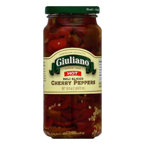 Giuliano Cherry Hot Slices Peppers, 16 OZ (Pack of 6)