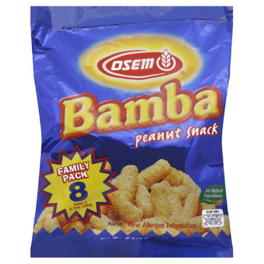 Osem Family Pack Bamba Peanut Snack, 0.7 Oz (Pack of 6)