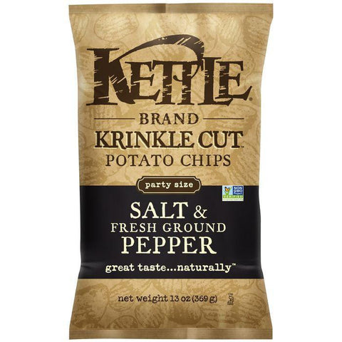 Kettle Brand Krinkle Cut Salt & Fresh Ground Pepper Potato Chips 13 Oz Bag (Pack of 9)