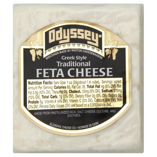 Odyssey Traditional Greek Style Feta Cheese, 8 Oz (Pack of 12)