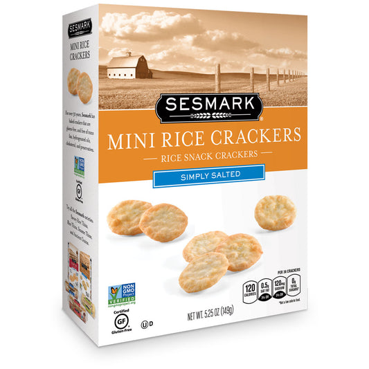 Sesmark Mini Rice Crackers, Simply Salted, 5.25 Oz (Pack of 6)