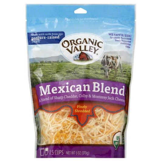 Organic Valley Mexican Blend Finely Shredded Cheese, 6 Oz (Pack of 12)