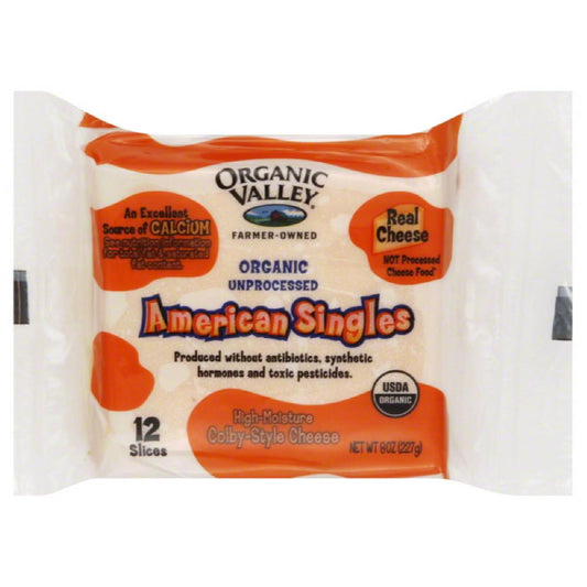 Organic Valley High-Moisture Colby-Style American Singles Cheese, 8 Oz (Pack of 12)