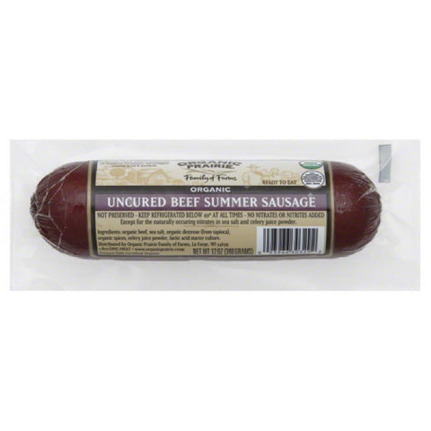 Organic Prairie Organic Uncured Beef Summer Sausage, 12 Oz (Pack of 8)