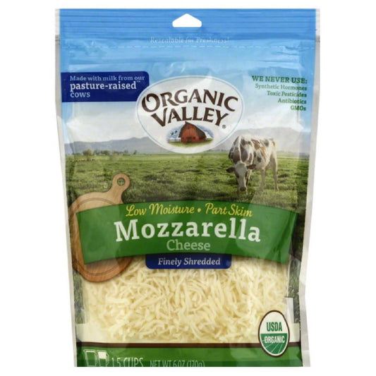 Organic Valley Mozzarella Finely Shredded Cheese, 6 Oz (Pack of 12)