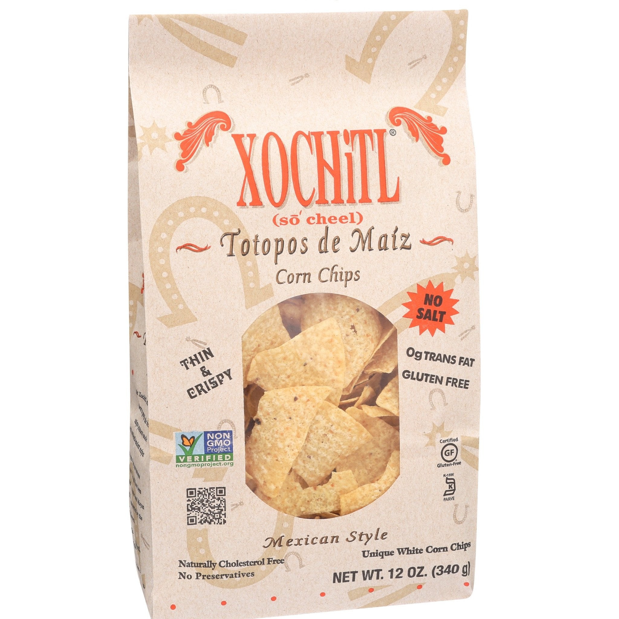 Xochitl No Salt Corn Chips, 12 OZ (Pack of 10)