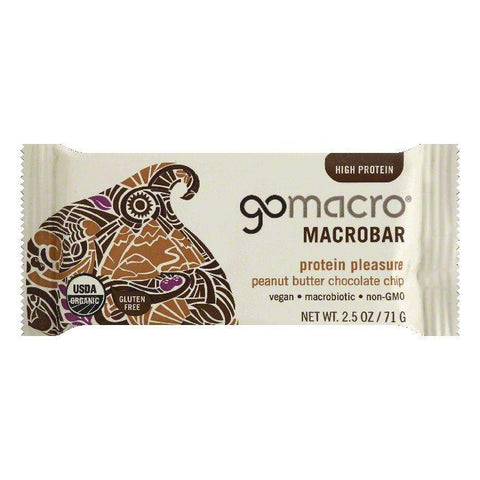 GoMacro Peanut Butter Chocolate Chip Protein Pleasure Macrobar, 2.5 Oz (Pack of 12)