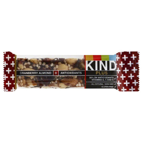 Kind Cranberry Almond + Antioxidants Bar with Macadamia Nuts, 1.4 Oz (Pack of 12)