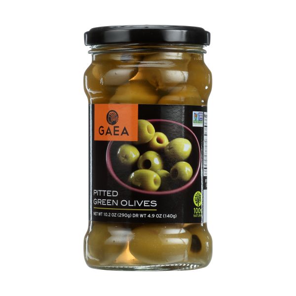 GAEA Pitted Green Olives, 4.9 OZ (Pack of 8)