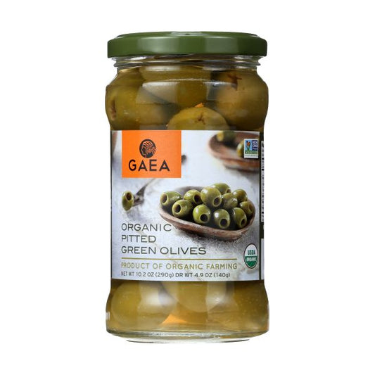 GAEA Organic Pitted Green Olives, 4.9 Oz (Pack of 8)