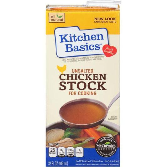 Kitchen Basics Unsalted Chicken Stock for Cooking 32 fl. Oz Carton (Pack of 12)