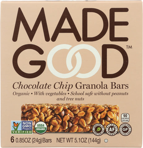 MadeGood Chocolate Chip Granola Bars, 5.1 Oz (Pack of 6)