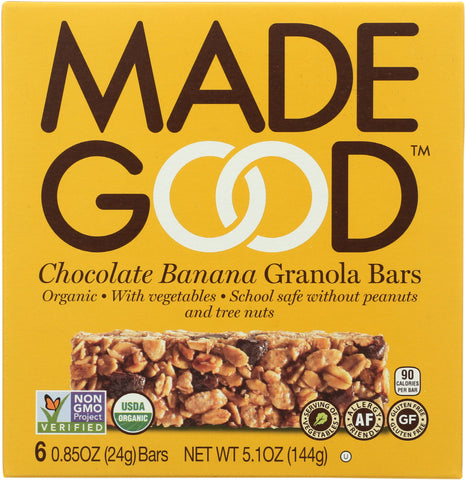MadeGood Chocolate Banana Granola Bars, 5.1 Oz (Pack of 6)