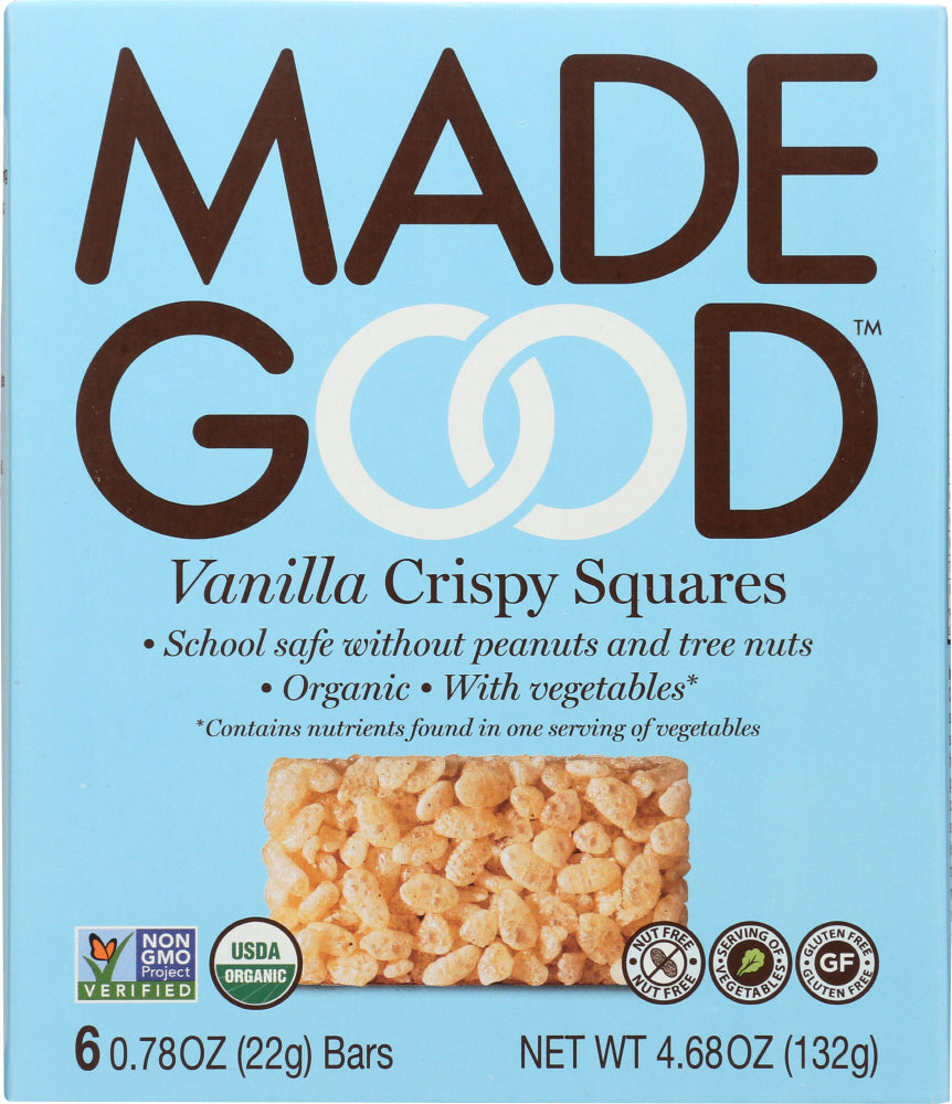MadeGood Vanilla Crispy Squares, 4.68 Oz (Pack of 6)