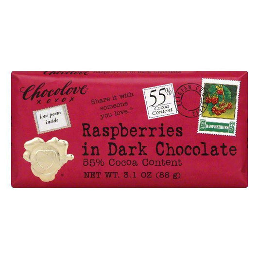 Chocolove Bar Raspberries in 55% Dark, 3.2 OZ (Pack of 12)