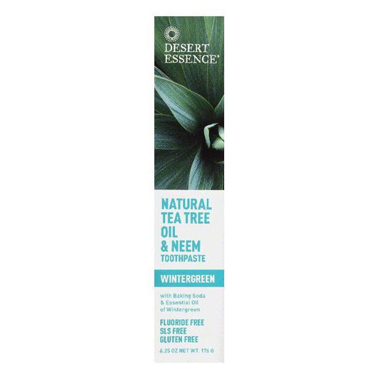 Desert Essence Wintergreen Natural Tea Tree Oil & Neem Toothpaste, 6.25 OZ (Pack of 3)