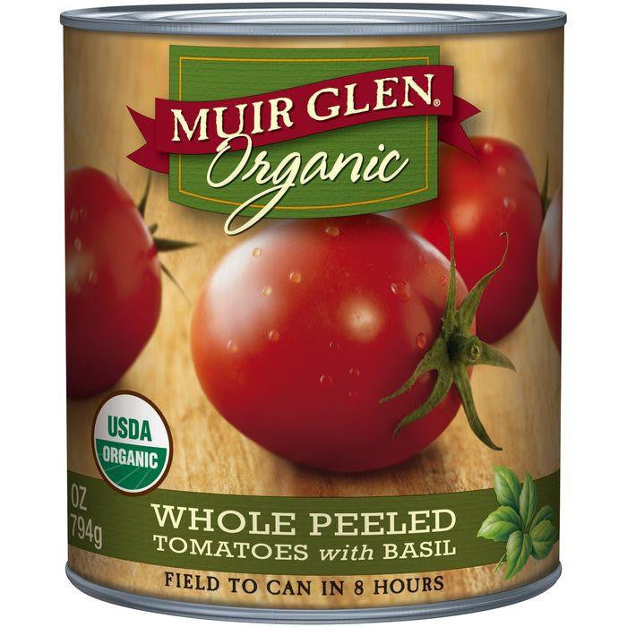 Muir Glen Organic Whole Peeled Tomatoes with Basil 28 Oz (Pack of 12)