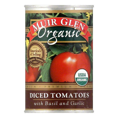 Muir Glen Diced Tomatoes with Basil & Garlic, 14.5 OZ (Pack of 12)