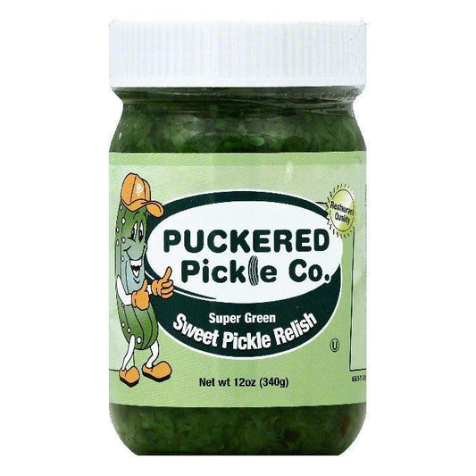 Puckered Pickle Super Green Sweet Pickle Relish, 12 OZ (Pack of 12)