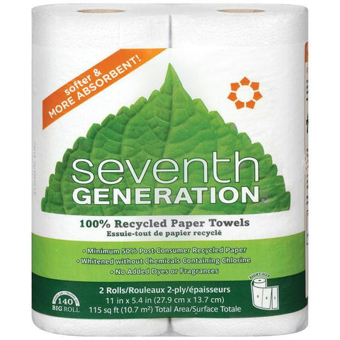 Seventh Generation 100% Recylced 2 Ply Paper Towels 2 Ct (Pack of 12)