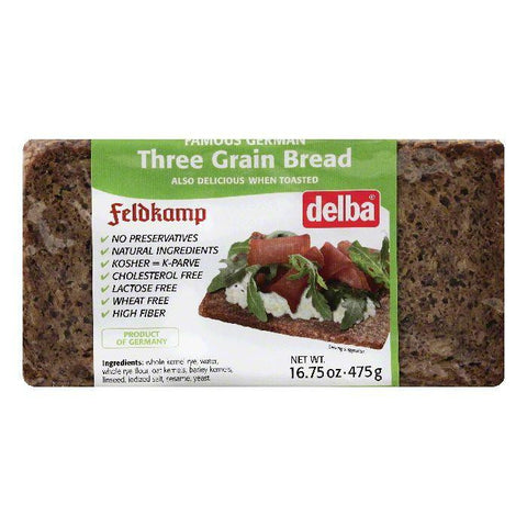 Delba Three Grain Bread Bread, 16.75 OZ (Pack of 12)