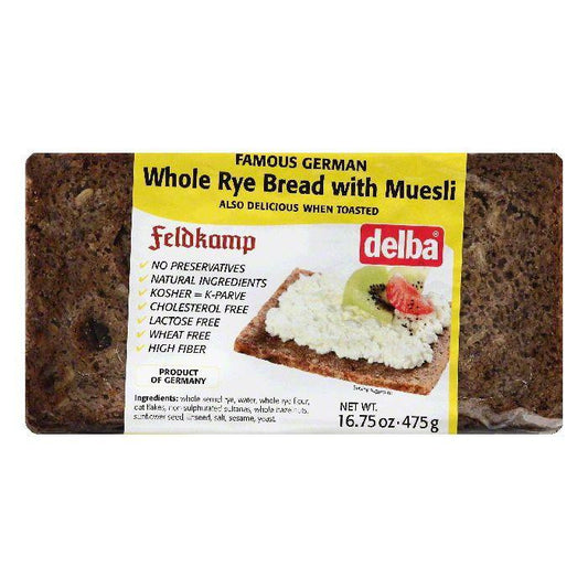 Delba Whole Rye Bread with Muesli, 16.75 OZ (Pack of 12)
