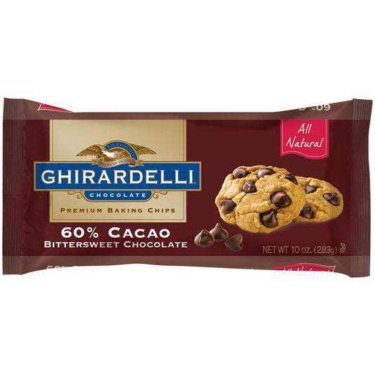 GHIRARDELLI CHOCOLATE 60% Cacoa Bittersweet Chocolate BAKING CHIPS 10 OZ BAG (Pack of 12)