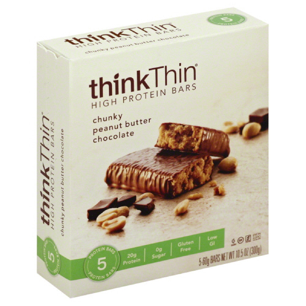 thinkThin Chunky Peanut Butter Chocolate High Protein Bars, 10.5 Oz (Pack of 6)