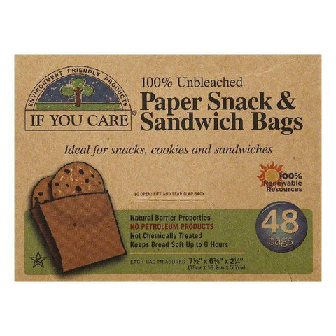 If You Care 100% Unbleached Paper Snack & Sandwich Bags, 48 ea (Pack of 12)