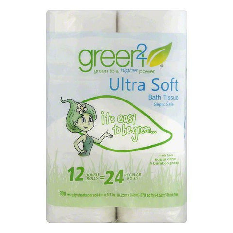 Green2 Two-Ply Double Rolls Ultra Soft Bath Tissue, 12 ea (Pack of 8)