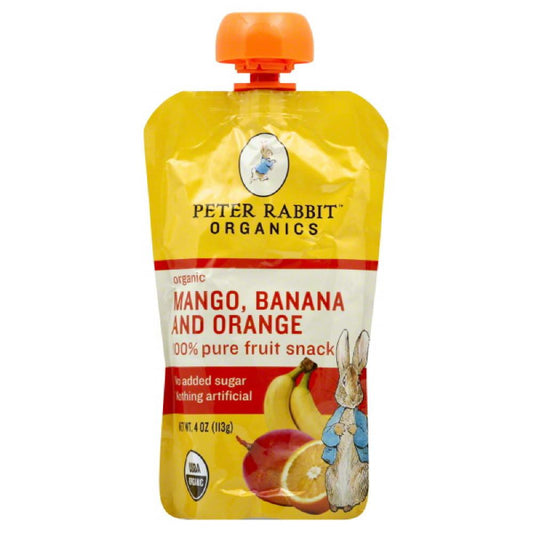 Peter Rabbit Banana and Orange Mango Organic 100% Pure Fruit Snack, 4 Oz (Pack of 10)