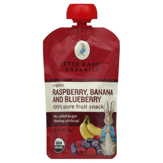 Peter Rabbit Banana and Blueberry Raspberry Organic 100% Pure Fruit Snack, 4 Oz (Pack of 10)