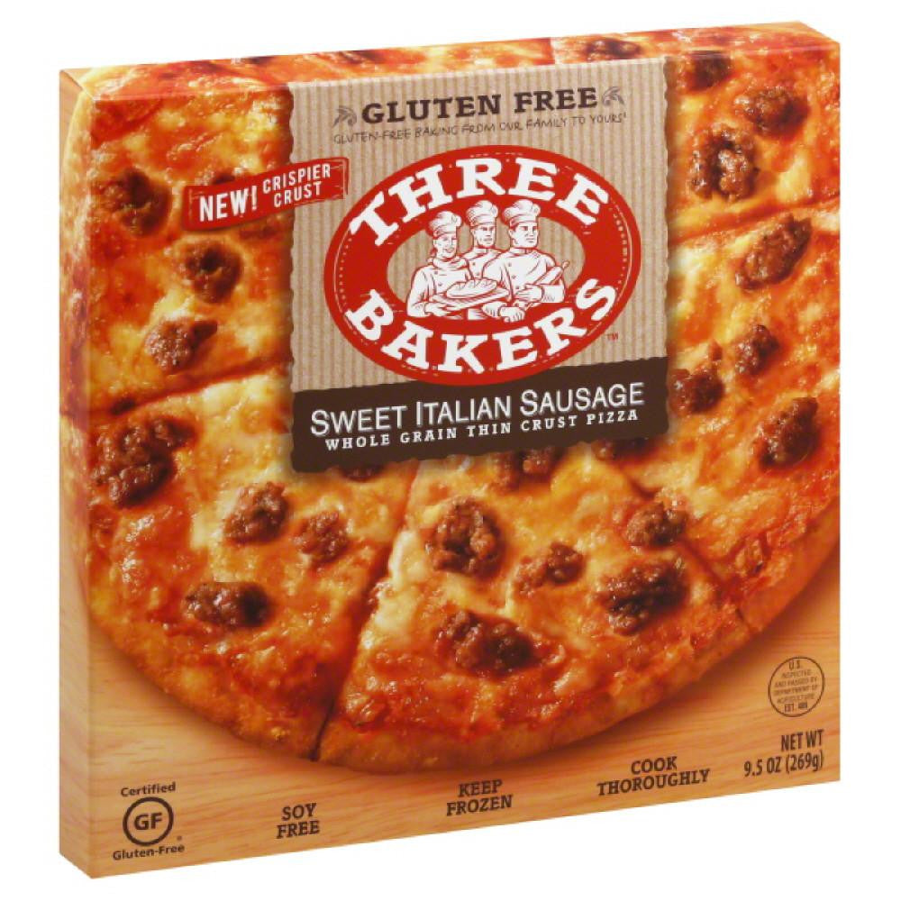 Three Bakers Sweet Italian Sausage Whole Grain Thin Crust Pizza, 9.5 Oz (Pack of 8)