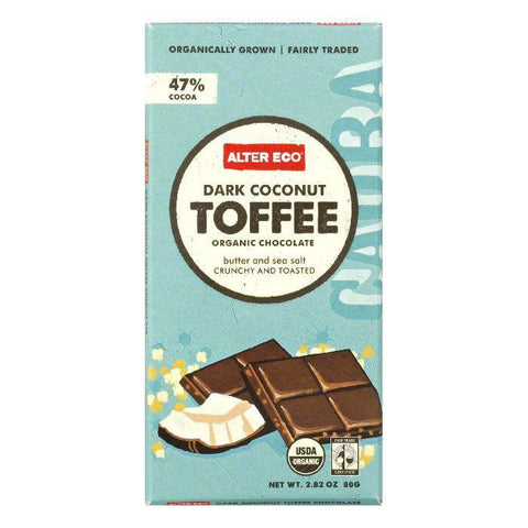 Alter Eco Coconut Toffee Organic Dark Chocolate, 2.82 Oz (Pack of 12)