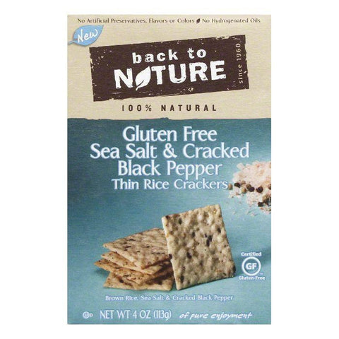 Back to Nature Thin Sea Salt & Cracked Black Pepper Rice Crackers, 4 Oz (Pack of 12)