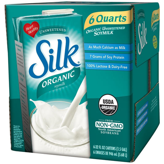Silk Unsweetened Organic Soymilk, 32 Oz (Pack of 6)
