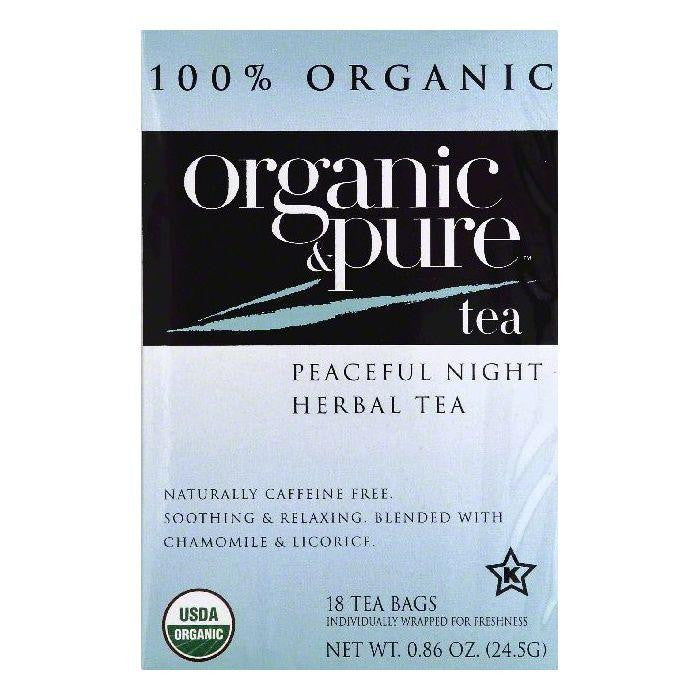 Organic & Pure Bags Caffeine Free Peaceful Night Organic Herbal Tea, 18 ea (Pack of 6)
