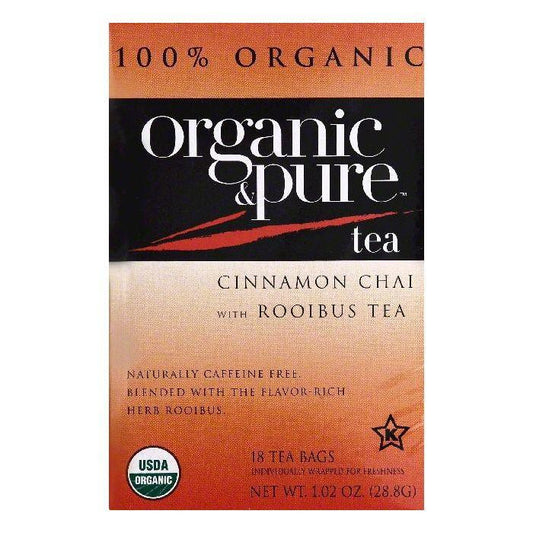 Organic & Pure Bags Caffeine Free Cinnamon Chai with Rooibus Tea, 18 ea (Pack of 6)
