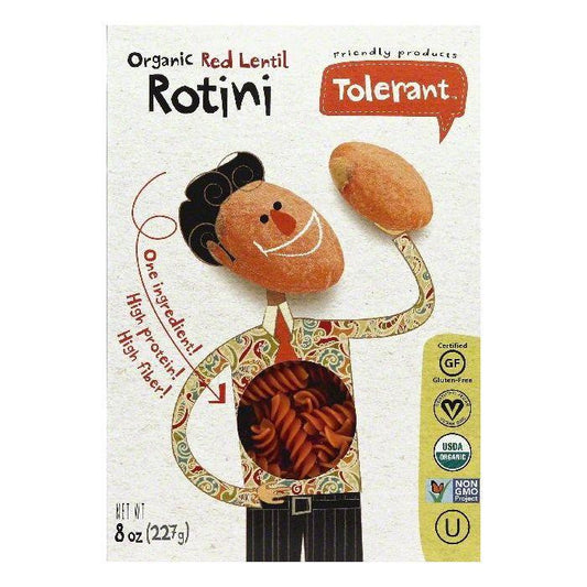 Tolerant Organic Red Lentil Rotini, 8 OZ (Pack of 6)