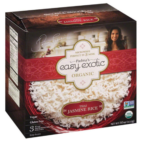 Padmas Easy Exotic Organic Thai Microwaveable Pouches Jasmine Rice, 30 Oz (Pack of 6)