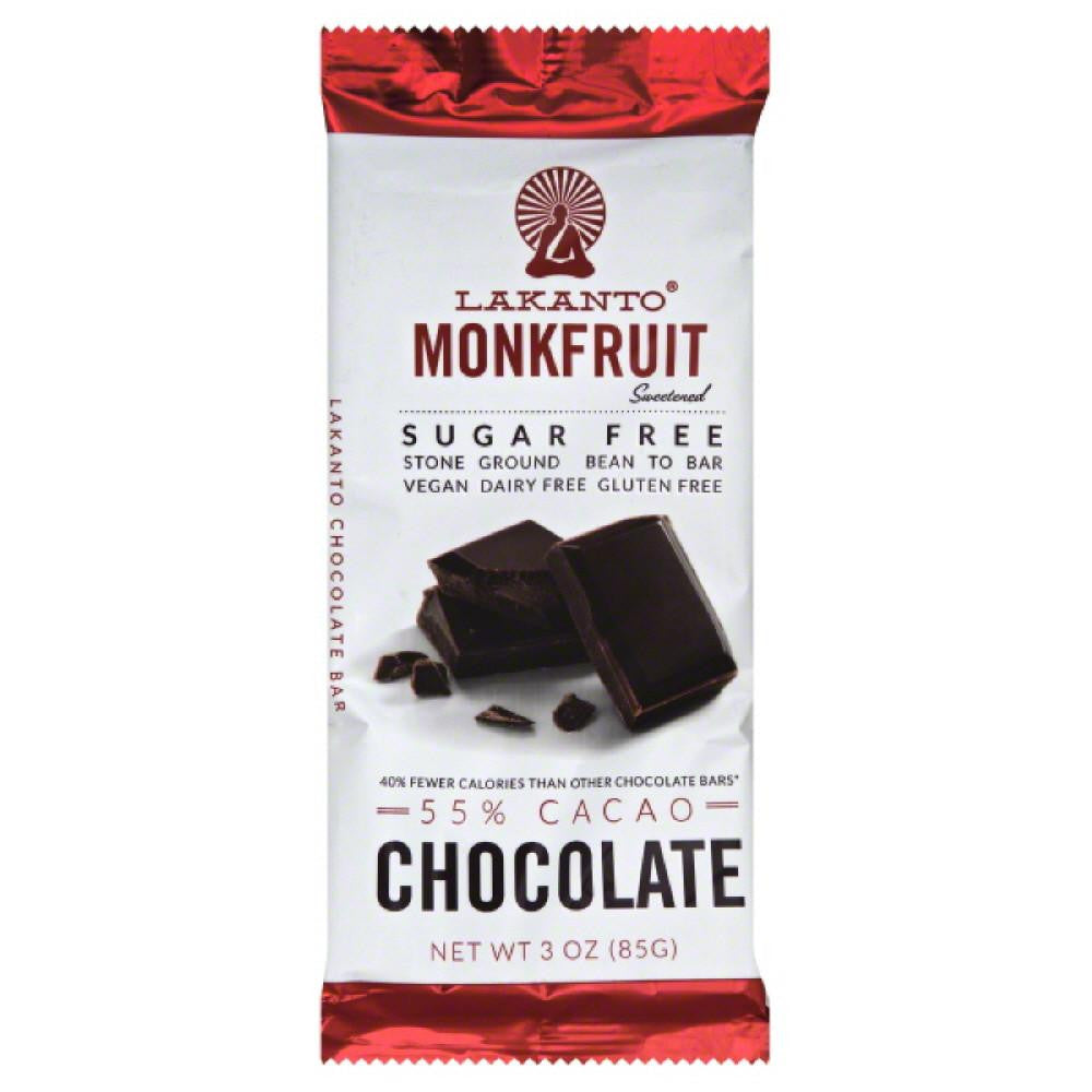 Lakanto 55% Cacao Sugar Free Monkfruit Chocolate Bar, 3 Oz (Pack of 8)