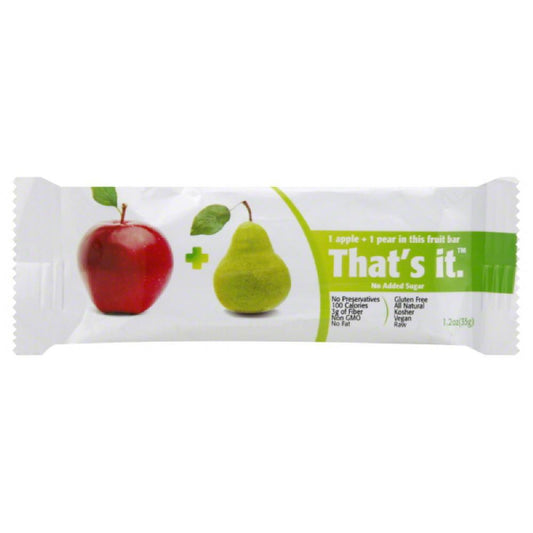 Thats It 1 Apple + 1 Pear Fruit Bar, 1.2 Oz (Pack of 12)