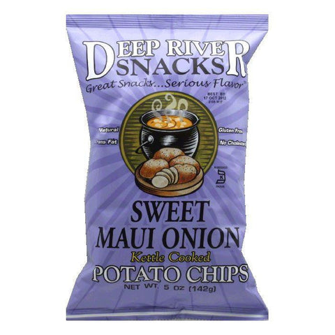 Deep River Sweet Maui Onion Kettle Chips, 5 OZ (Pack of 12)