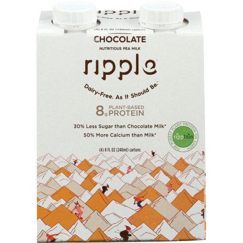Ripple Chocolate Pea Milk, 32 fl oz (Pack of 4)
