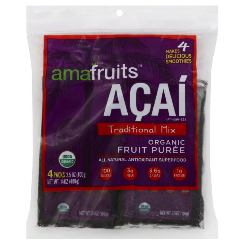 Amafruits Acai Traditional Mix Organic Fruit Puree, 14 Oz (Pack of 8)