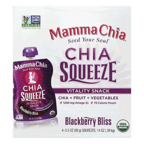 Mamma Chia Blackberry Bliss Organic Vitality Snack, 4 ea (Pack of 6)