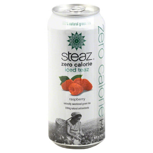 Steaz Raspberry Zero Calorie Green Tea, 16 Fo (Pack of 12)