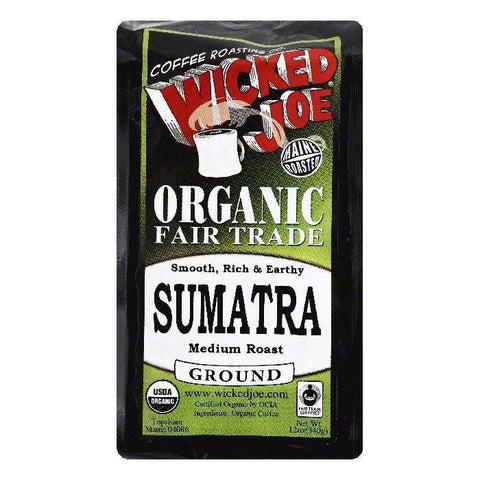 Wicked Joe Sumatra Medium Roast Ground Organic Coffee, 12 OZ (Pack of 6)