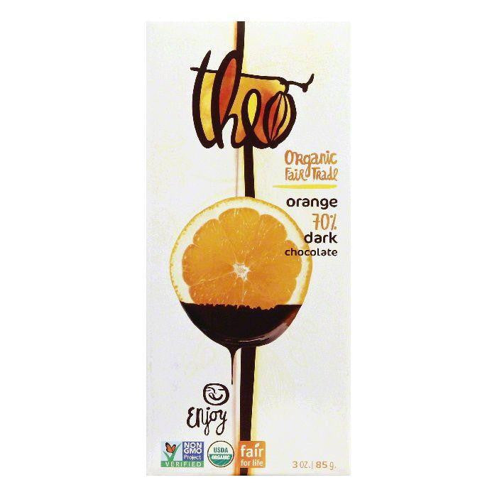 Theo Orange Dark Chocolate, 3 Oz (Pack of 12)
